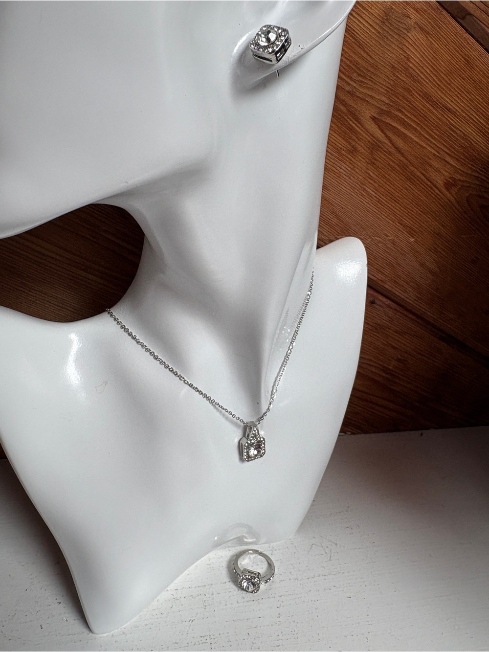 Stainless Steel Cubic Zirconia Pendant Necklace